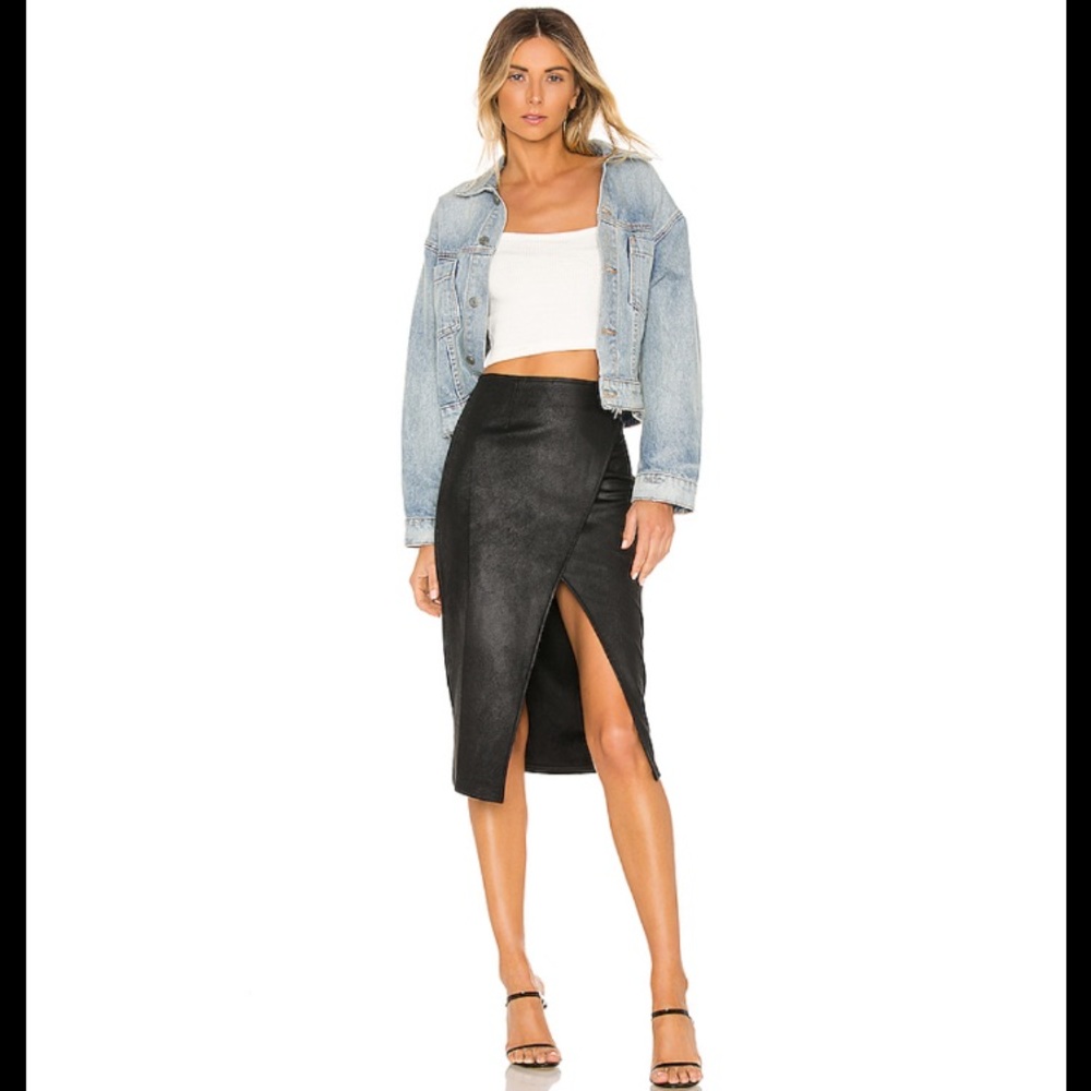 Free people black Whitney Vegan Leather Skirt XS